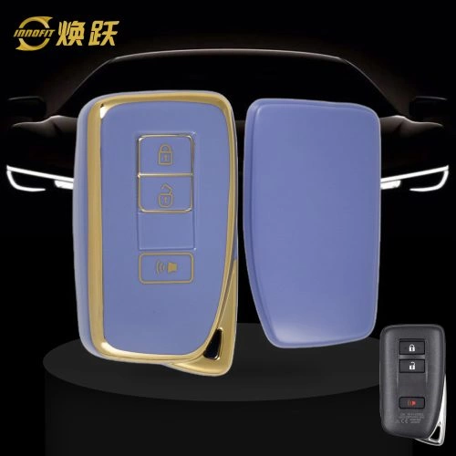 LEA5T1-Light Blue-Gold Plating- Car Key Cover For Lexus