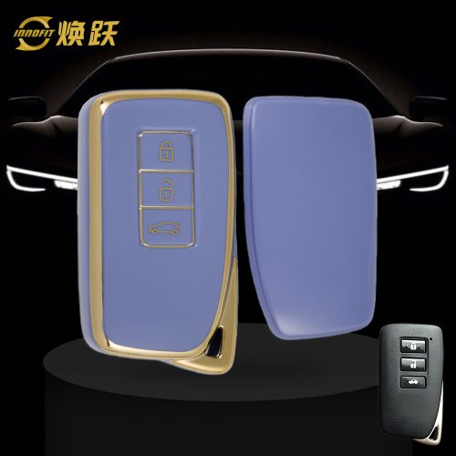 LEA1T1-Light Blue-Gold Plating- Car Key Cover For Lexus
