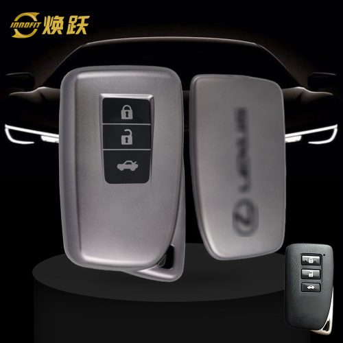 LEA1T1-Black-Metal Gray Plating- Car Key Cover For Lexus