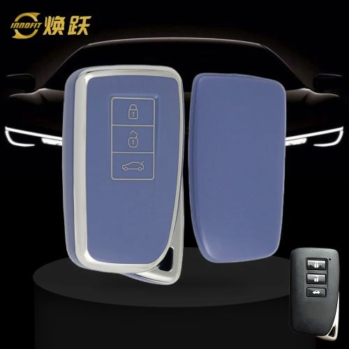 LEA1T1-Light Blue-Silver Plating- Car Key Cover For Lexus
