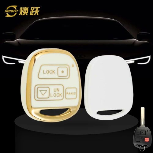 TON3T1-White-Gold Plating- Car Key Cover For Toyota