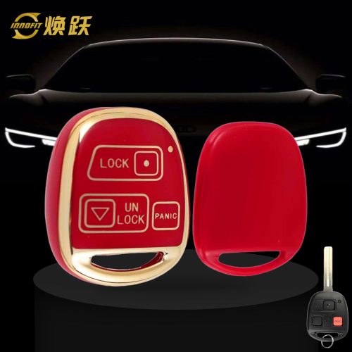 TON3T1-Red-Gold Plating- Car Key Cover For Toyota