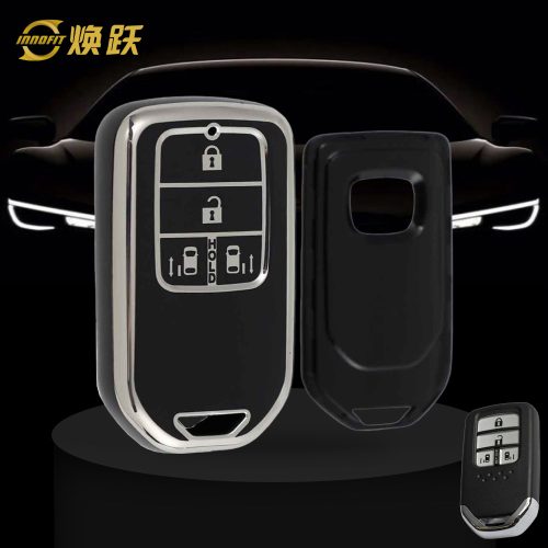 HOA12T1-Black-Silver Plating- Car Key Cover For Honda