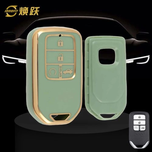 HOA5T1-Green-Gold Plating- Car Key Cover For Honda