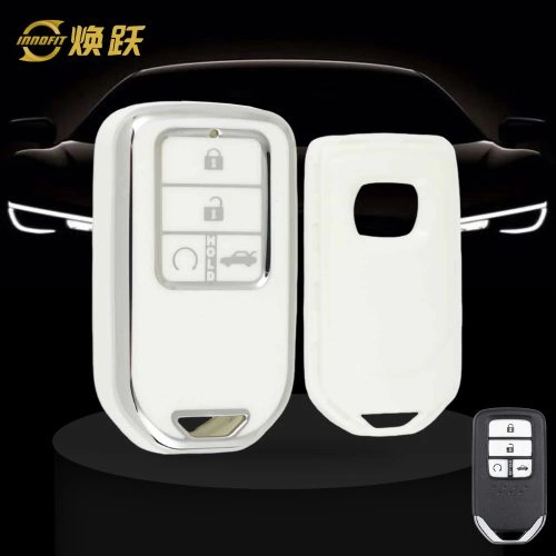 HOA5T1-White-Silver Plating- Car Key Cover For Honda