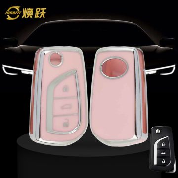 TOA1T1-Pink-Silver Plating- Car Key Cover For Toyota