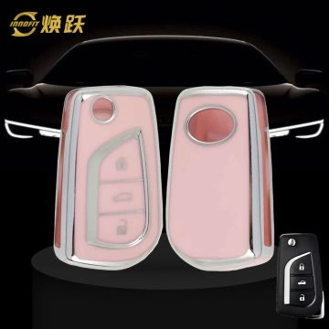 TOA1T1-Pink-Silver Plating- Car Key Cover For Toyota