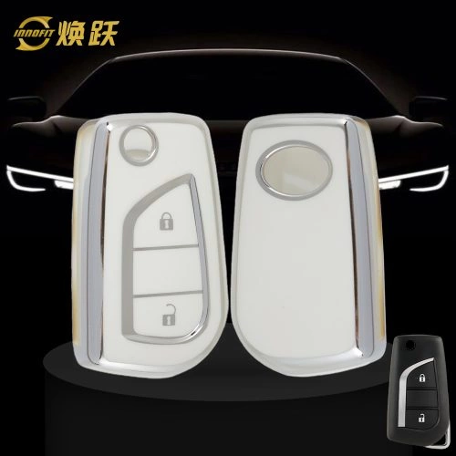 TOA2T1-White-Silver Plating- Car Key Cover For Toyota
