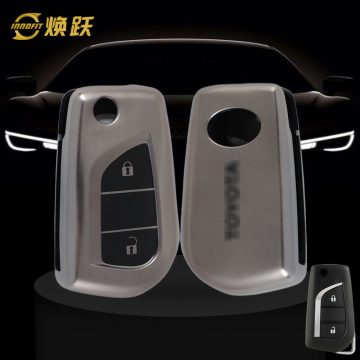 TOA2T1-Black-Metal Gray Plating- Car Key Cover For Toyota