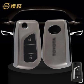TOA2T1-Black-Metal Gray Plating- Car Key Cover For Toyota