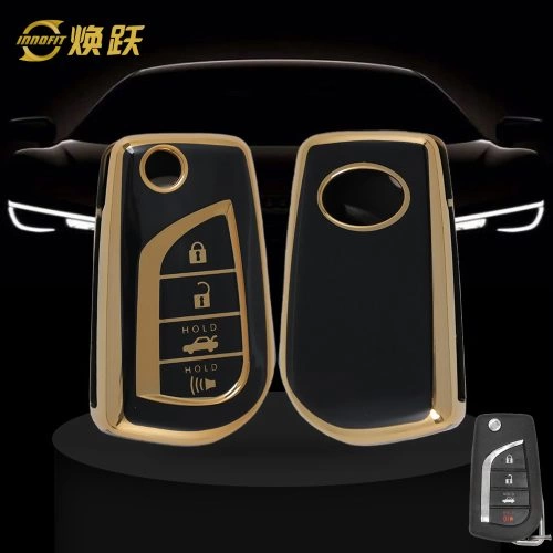 TOA5T1-Black-Gold Plating- Car Key Cover For Toyota