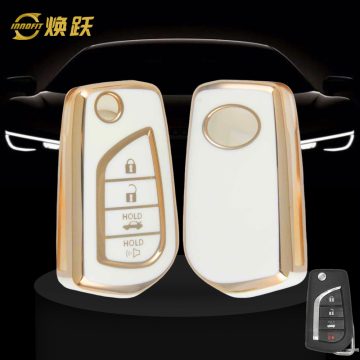 TOA5T1-White-Gold Plating- Car Key Cover For Toyota