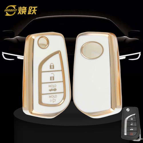 TOA5T1-White-Gold Plating- Car Key Cover For Toyota