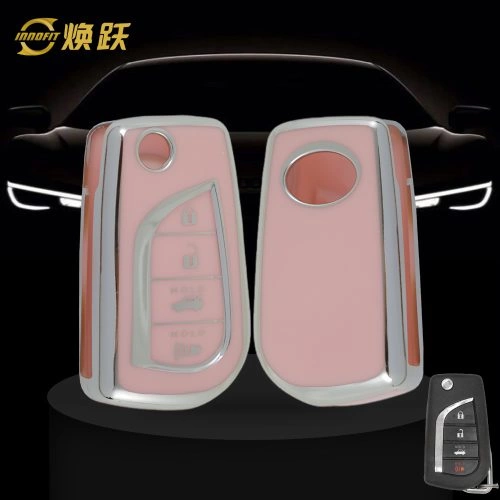 TOA5T1-Pink-Silver Plating- Car Key Cover For Toyota
