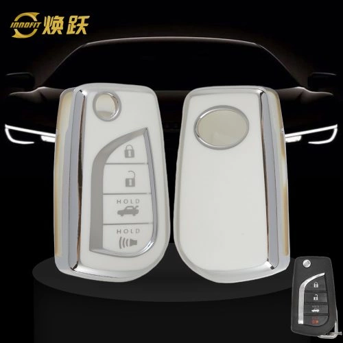 TOA5T1-White-Silver Plating- Car Key Cover For Toyota