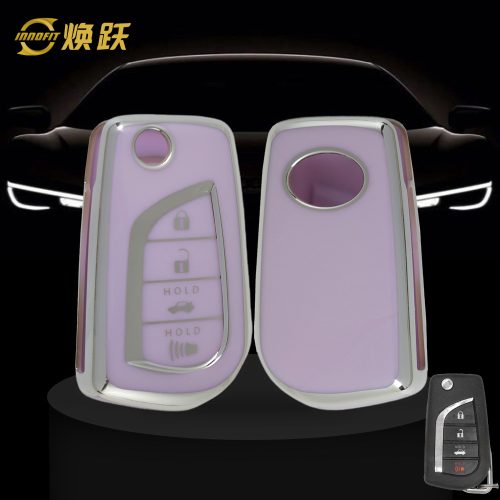 TOA5T1-Purple-Silver Plating- Car Key Cover For Toyota