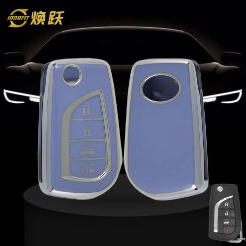 TOA5T1-Light Blue-Silver Plating- Car Key Cover For Toyota