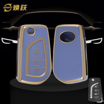 TOA5T1-Light Blue-Gold Plating- Car Key Cover For Toyota