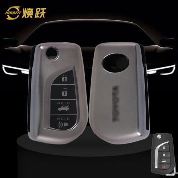 TOA5T1-Black-Metal Gray Plating- Car Key Cover For Toyota