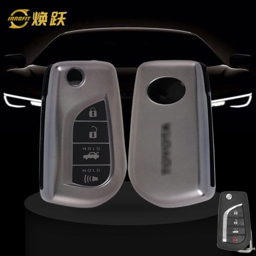 TOA5T1-Black-Metal Gray Plating- Car Key Cover For Toyota
