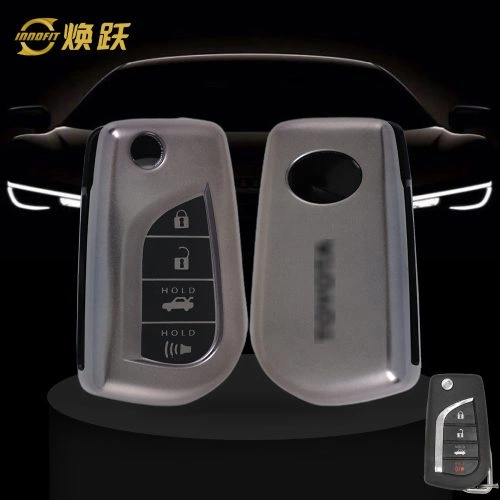 TOA5T1-Black-Metal Gray Plating- Car Key Cover For Toyota