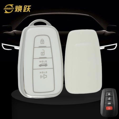 TOB4T1-White-Silver Plating- Car Key Cover For Toyota