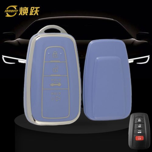 TOB4T1-Light Blue-Silver Plating- Car Key Cover For Toyota