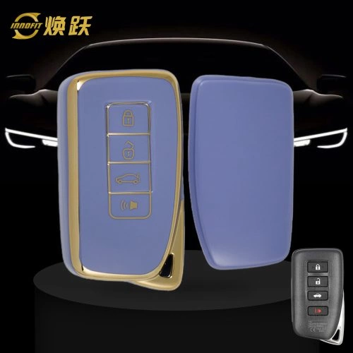 LEA3T1-Light Blue-Gold Plating- Car Key Cover For Lexus