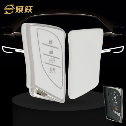 LEB2T1-White-Silver Plating- Car Key Cover For Lexus