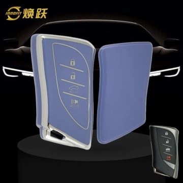 LEB2T1-Copertura della chiave dell'auto blu chiaro con placcatura argento per Lexus