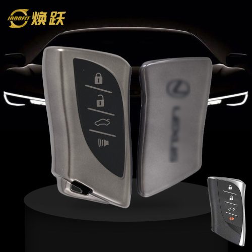 LEB3T1-Black-Metal Gray Plating- Car Key Cover For Lexus