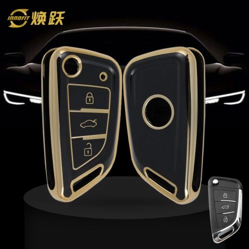 UND1T1-Black-Gold Plating- Universal Refit Car Key Cover