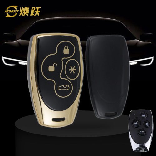 UNZ1T1-Black-Gold Plating- Universal Refit Car Key Cover