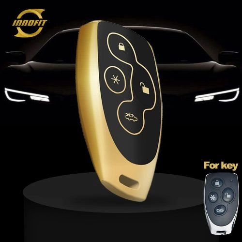 UNZ2T1-Black-Gold Plating- Universal Refit Car Key Cover