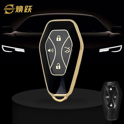 BIE1T1-Black-Gold Plating- Car Key Cover For BAIC