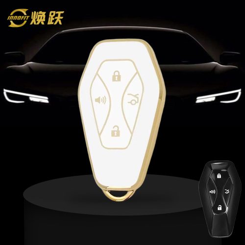 BIE1T1-White-Gold Plating- Car Key Cover For BAIC