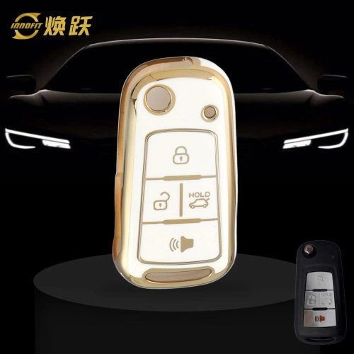 PRB2T1-White-Gold Plating- Car Key Cover For Proton