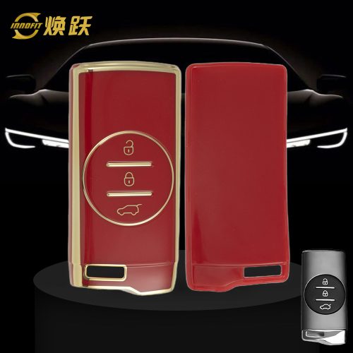 CRD1T1-Red-Gold Plating- Car Key Cover For Chery