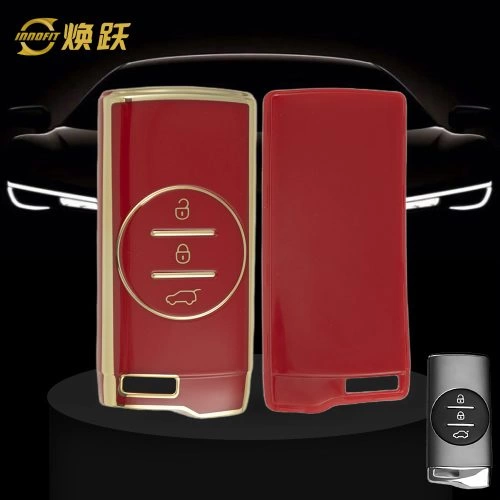 CRD1T1-Red-Gold Plating- Car Key Cover For Chery