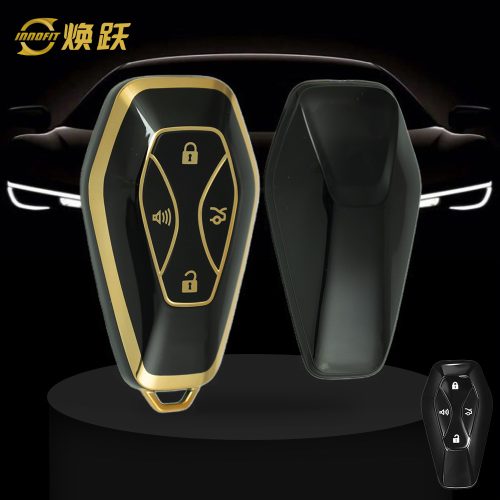 BIE1T1-Black-Gold Plating- Car Key Cover For BAIC