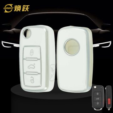 VOB9T1-White-Silver Plating- Car Key Cover For Volkswagen