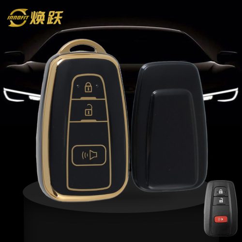 TOB8T1-Черный-Золотое-покрытие-автомобильный-ключ-обложка-для-Toyota