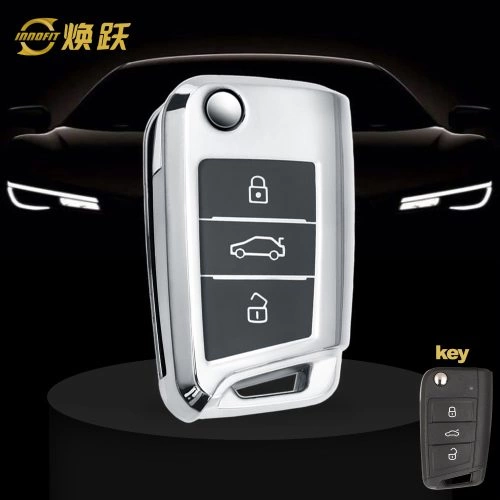 VOA1T1-Black Glue Style-Silver Plating- Car Key Cover For Volkswagen