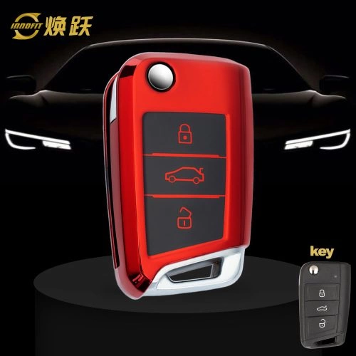 VOA1T1-Black Glue Style-Red Plating- Car Key Cover For Volkswagen
