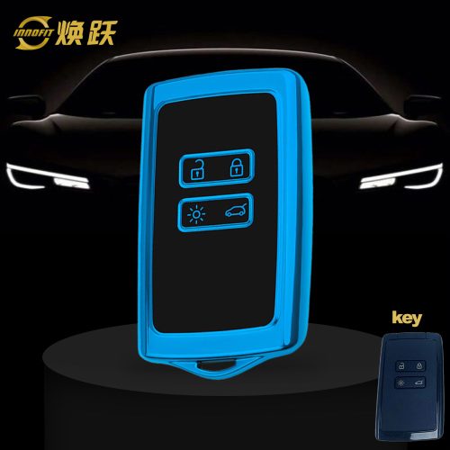 REA1T1-Black Glue Style-Blue Plating- Car Key Cover For Renault