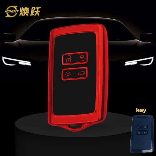 REA1T1-Black Glue Style-Red Plating- Car Key Cover For Renault