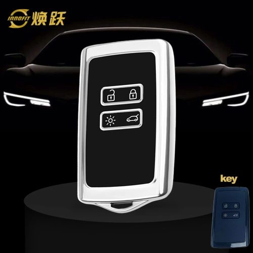REA1T1-Black Glue Style-Silver Plating- Car Key Cover For Renault