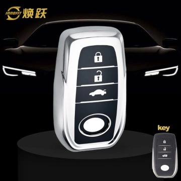 TOC1T1-Black Glue Style-Silver Plating- Car Key Cover For Toyota