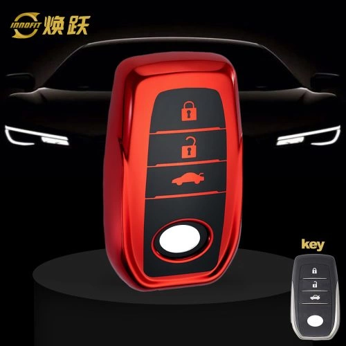 TOC1T1-Black Glue Style-Red Plating- Car Key Cover For Toyota