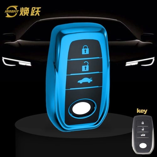 TOC1T1-Black Glue Style-Blue Plating- Car Key Cover For Toyota